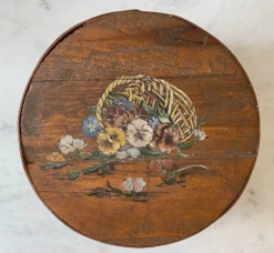 Vintage Hand Painted Wooden Round Box 12 Vintage Hand Painted Wooden Round Box -Chairish Shop vintage hand painted wooden round box 2034 scaled