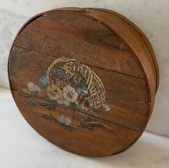 Vintage Hand Painted Wooden Round Box 11 Vintage Hand Painted Wooden Round Box -Chairish Shop vintage hand painted wooden round box 5351