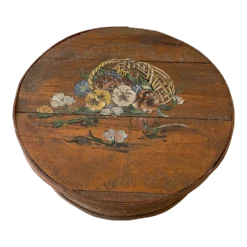 Vintage Hand Painted Wooden Round Box