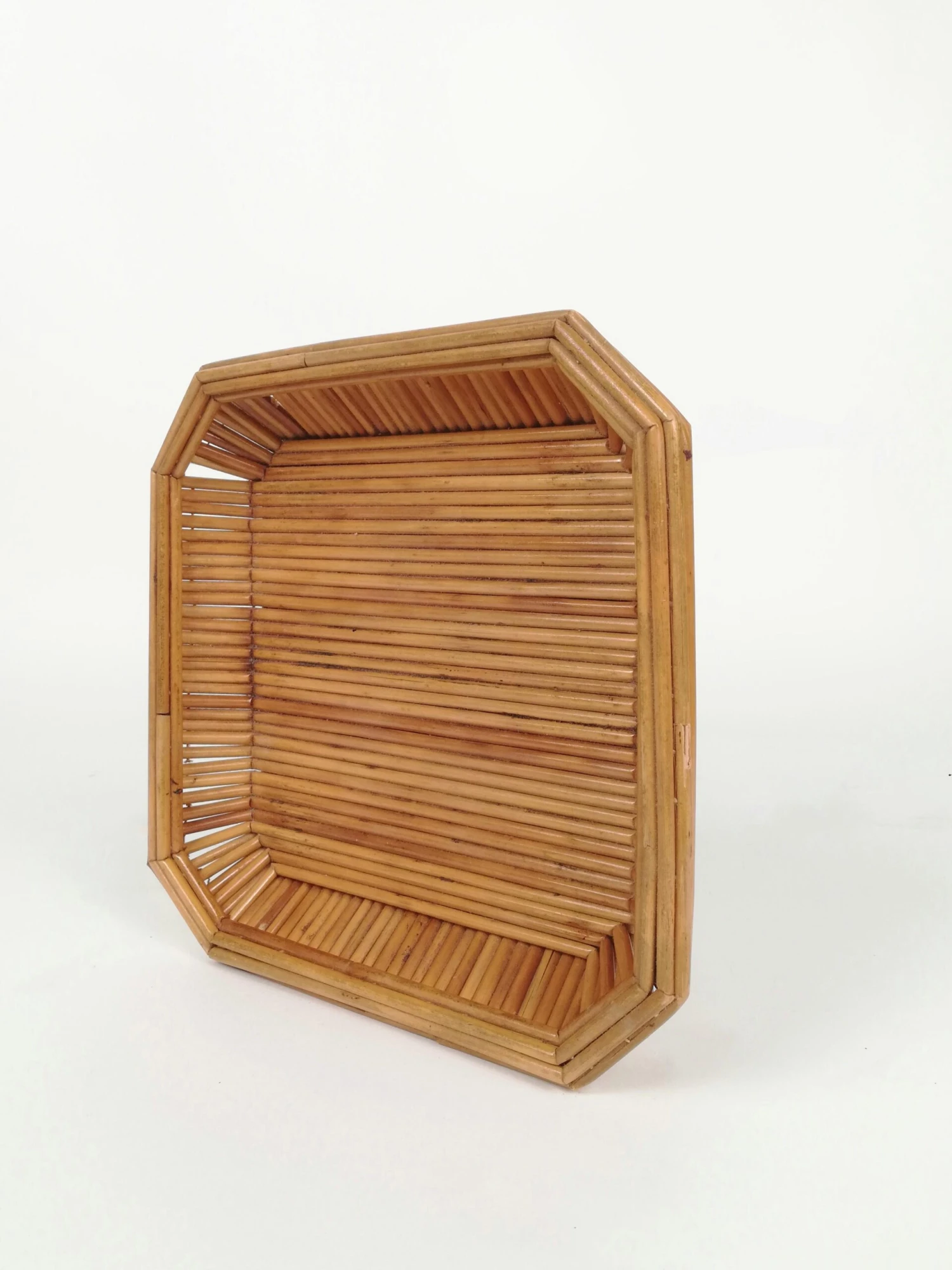 Vintage Handmade Rush And Cane Basket, Italy, 1960s 5 Vintage Handmade Rush And Cane Basket, Italy, 1960s - Image 5