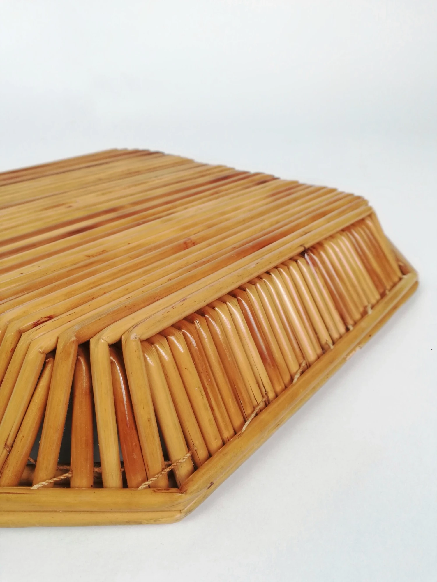 Vintage Handmade Rush And Cane Basket, Italy, 1960s 3 Vintage Handmade Rush And Cane Basket, Italy, 1960s - Image 3