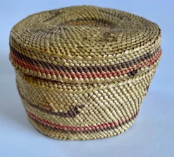 Vintage Handwoven Striped Storage Basket - -Chairish Shop vintage handwoven striped storage basket 9980