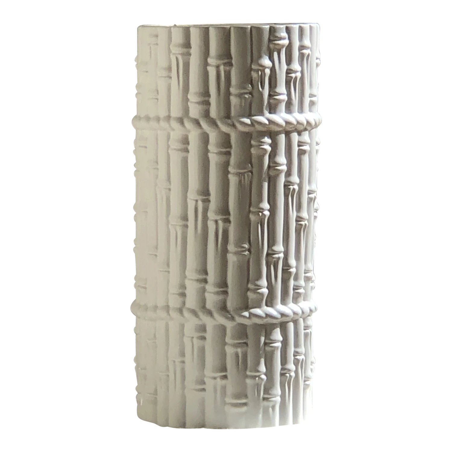 Vintage Ivory Glazed Faux Bamboo Ceramic Umbrella Stand 1 Vintage Ivory Glazed Faux Bamboo Ceramic Umbrella Stand