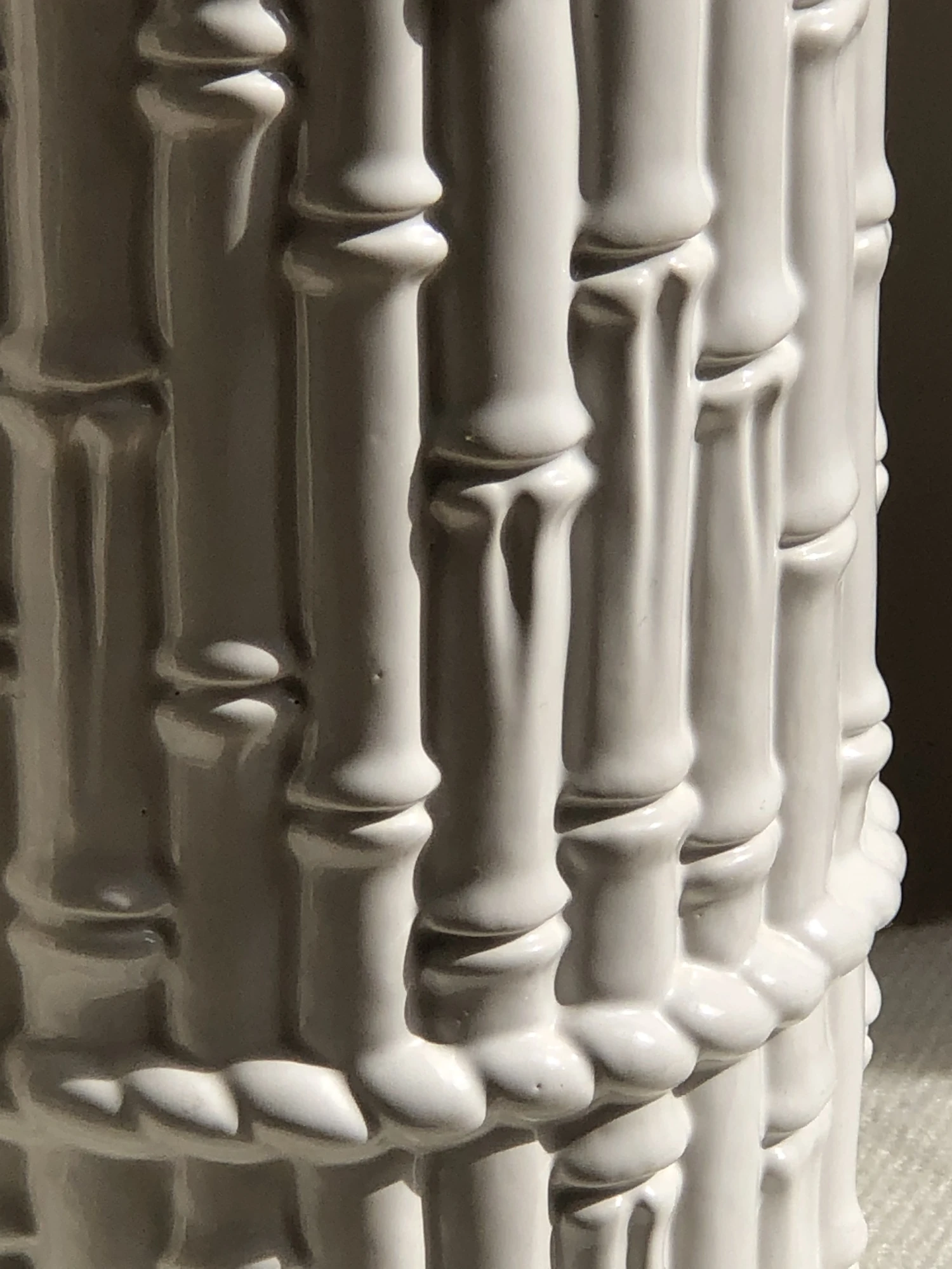 Vintage Ivory Glazed Faux Bamboo Ceramic Umbrella Stand 8 Vintage Ivory Glazed Faux Bamboo Ceramic Umbrella Stand - Image 8