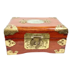 Vintage Jewelry Box With Brass And Stone Accents