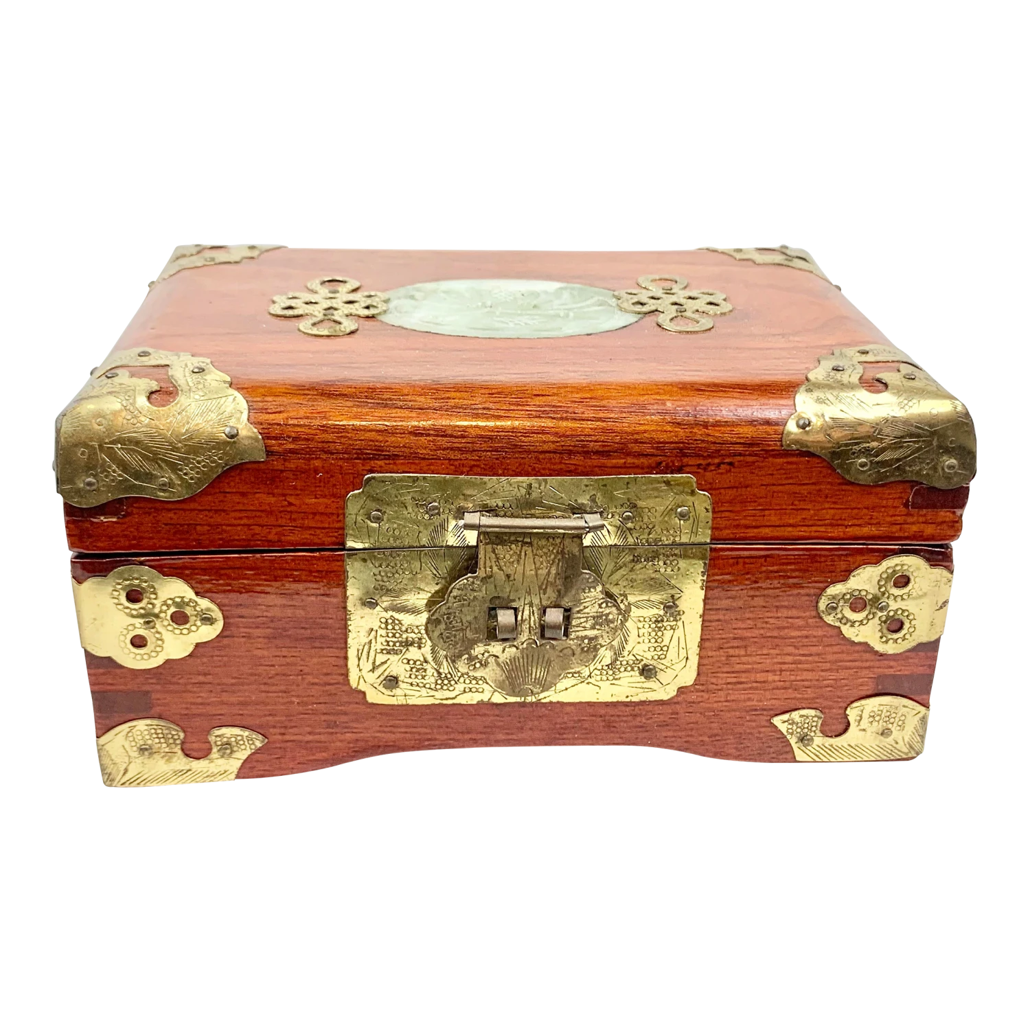 Vintage Jewelry Box With Brass And Stone Accents 1 Vintage Jewelry Box With Brass And Stone Accents