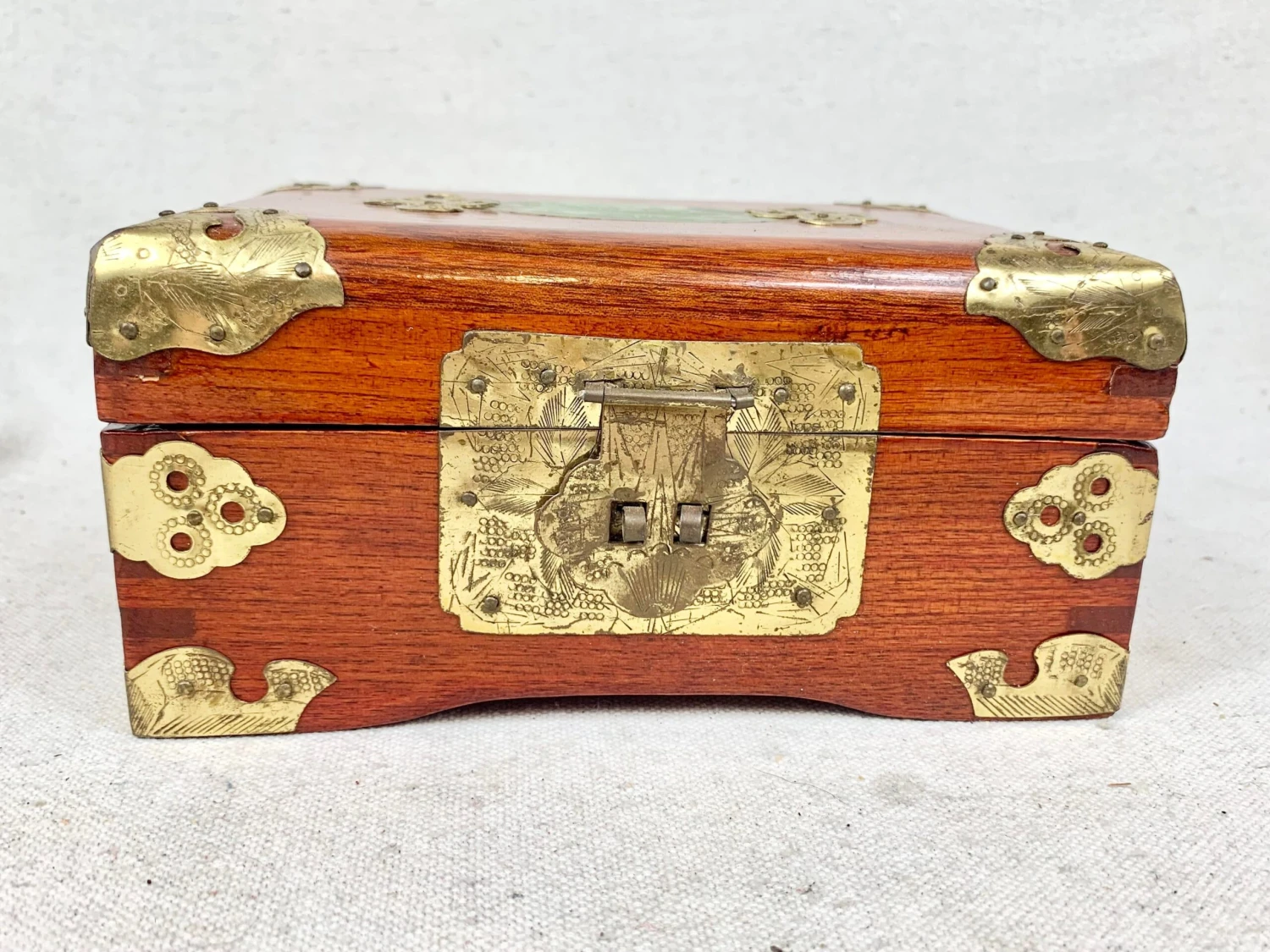 Vintage Jewelry Box With Brass And Stone Accents 2 Vintage Jewelry Box With Brass And Stone Accents - Image 2