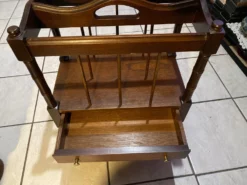 Vintage Mahogany Canterbury Magazine Rack -Chairish Shop vintage mahogany canterbury magazine rack 0595 scaled