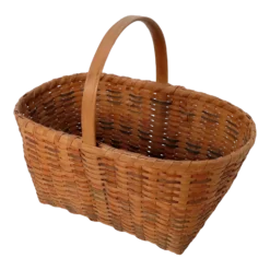 Vintage Maine Hand Woven Brown Ash Wood Splint Carry Basket