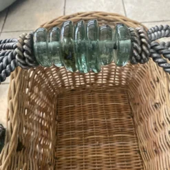 Vintage Maitland Smith Wicker Reed Basket With Rod Iron, Glass & Brass Trim -Chairish Shop vintage maitland smith wicker reed basket with rod iron glass and brass trim 1096