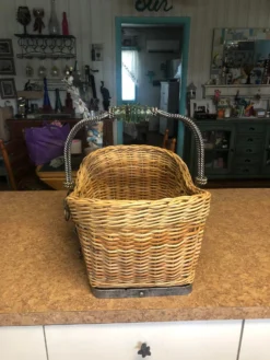 Vintage Maitland Smith Wicker Reed Basket With Rod Iron, Glass & Brass Trim -Chairish Shop vintage maitland smith wicker reed basket with rod iron glass and brass trim 1641
