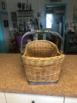 Chairish Shop -Chairish Shop vintage maitland smith wicker reed basket with rod iron glass and brass trim 2565