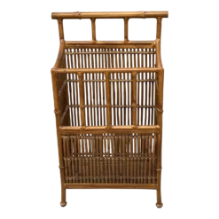 Vintage Metal And Natural Bamboo Umbrella Stand