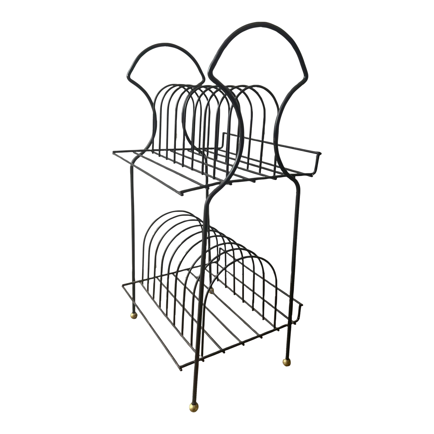 Vintage Mid-Century Modern Atomic Arched Standing Record Stand 1 Vintage Mid-Century Modern Atomic Arched Standing Record Stand