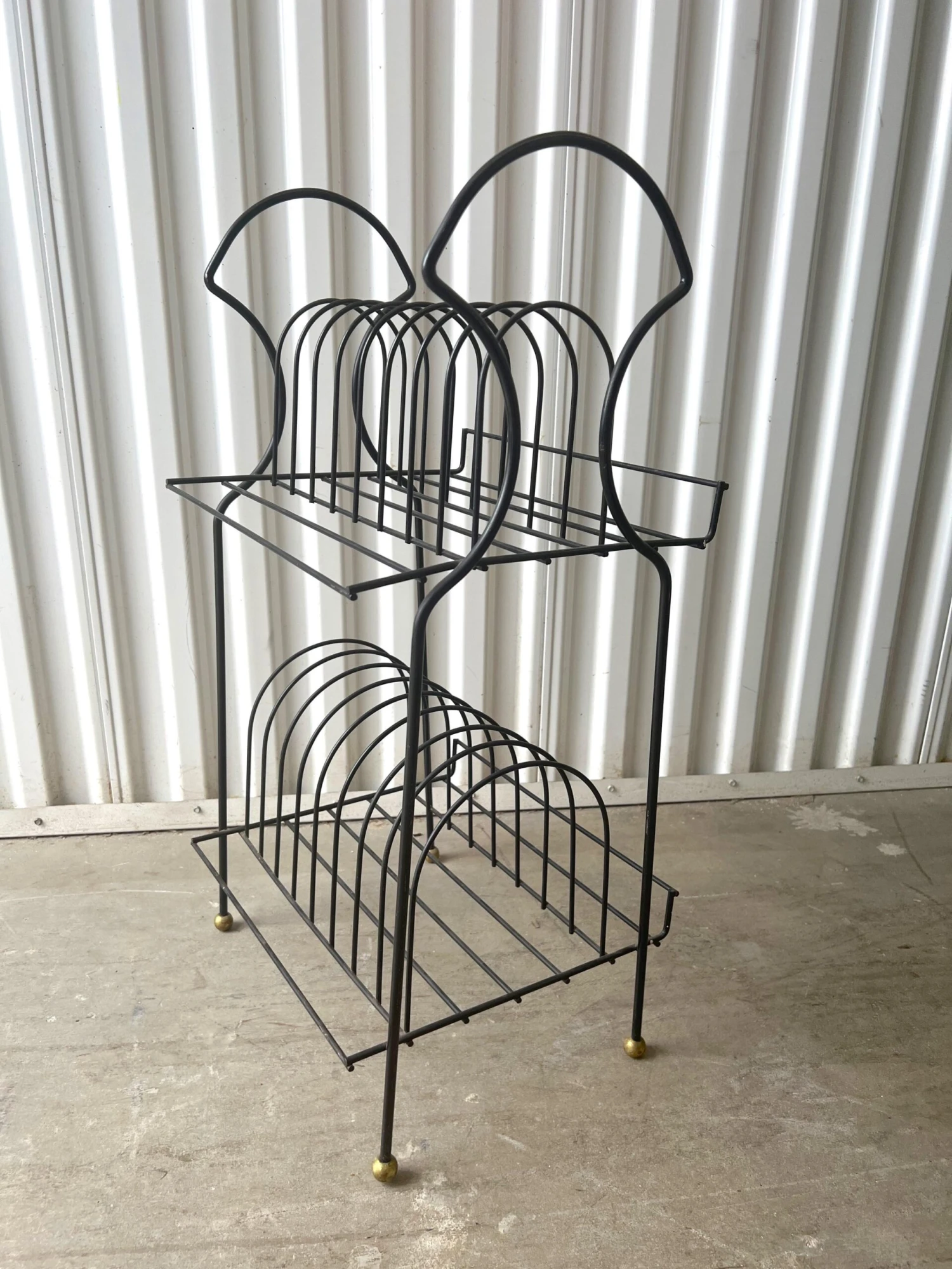 Vintage Mid-Century Modern Atomic Arched Standing Record Stand 7 Vintage Mid-Century Modern Atomic Arched Standing Record Stand - Image 7