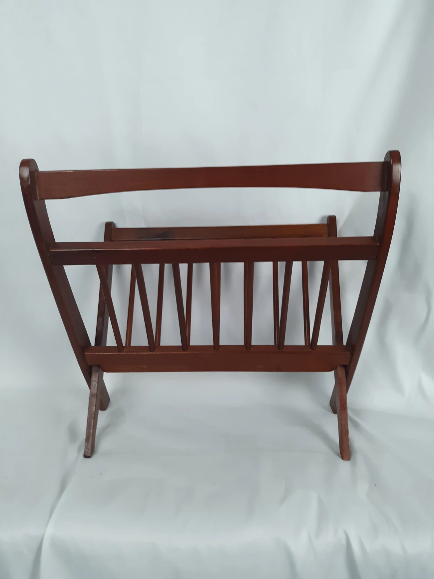 Vintage Mid-Century Modern Scandinavian Teak Folding Magazine Rack 3 Vintage Mid-Century Modern Scandinavian Teak Folding Magazine Rack - Image 3