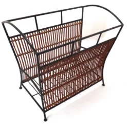 Vintage Mid Century Wrought Iron Woven Bamboo & Wicker Magazine Rack -Chairish Shop vintage mid century wrought iron woven bamboo and wicker magazine rack 2659 scaled