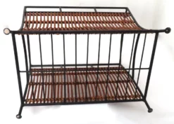 Vintage Mid Century Wrought Iron Woven Bamboo & Wicker Magazine Rack -Chairish Shop vintage mid century wrought iron woven bamboo and wicker magazine rack 3354 scaled