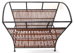 Vintage Mid Century Wrought Iron Woven Bamboo & Wicker Magazine Rack -Chairish Shop vintage mid century wrought iron woven bamboo and wicker magazine rack 3804 scaled
