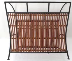 Vintage Mid Century Wrought Iron Woven Bamboo & Wicker Magazine Rack -Chairish Shop vintage mid century wrought iron woven bamboo and wicker magazine rack 4828 scaled