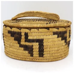Vintage Native American Pima / Papago (Tohono O'odham) Oval Basket With Lid -Chairish Shop vintage native american pima papago tohono oodham oval basket with lid 1732