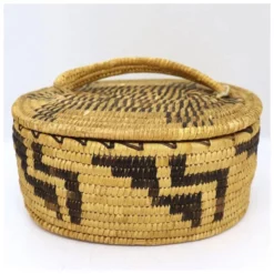 Vintage Native American Pima / Papago (Tohono O'odham) Oval Basket With Lid -Chairish Shop vintage native american pima papago tohono oodham oval basket with lid 2027