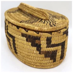 Vintage Native American Pima / Papago (Tohono O'odham) Oval Basket With Lid -Chairish Shop vintage native american pima papago tohono oodham oval basket with lid 7800