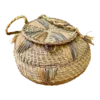 Vintage Native American-Style Woven Pine Needle Lidded Basket