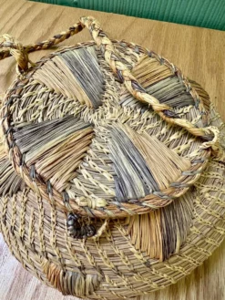 Vintage Native American-Style Woven Pine Needle Lidded Basket -Chairish Shop vintage native american style woven pine needle lidded basket 7098 scaled