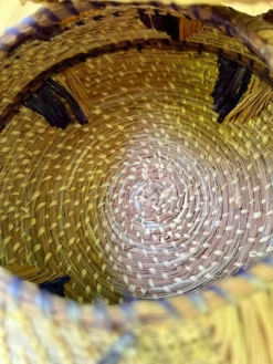 Vintage Native American-Style Woven Pine Needle Lidded Basket -Chairish Shop vintage native american style woven pine needle lidded basket 9084 scaled