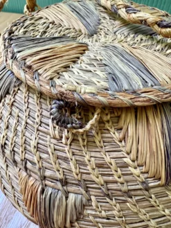 Vintage Native American-Style Woven Pine Needle Lidded Basket -Chairish Shop vintage native american style woven pine needle lidded basket 9985 scaled