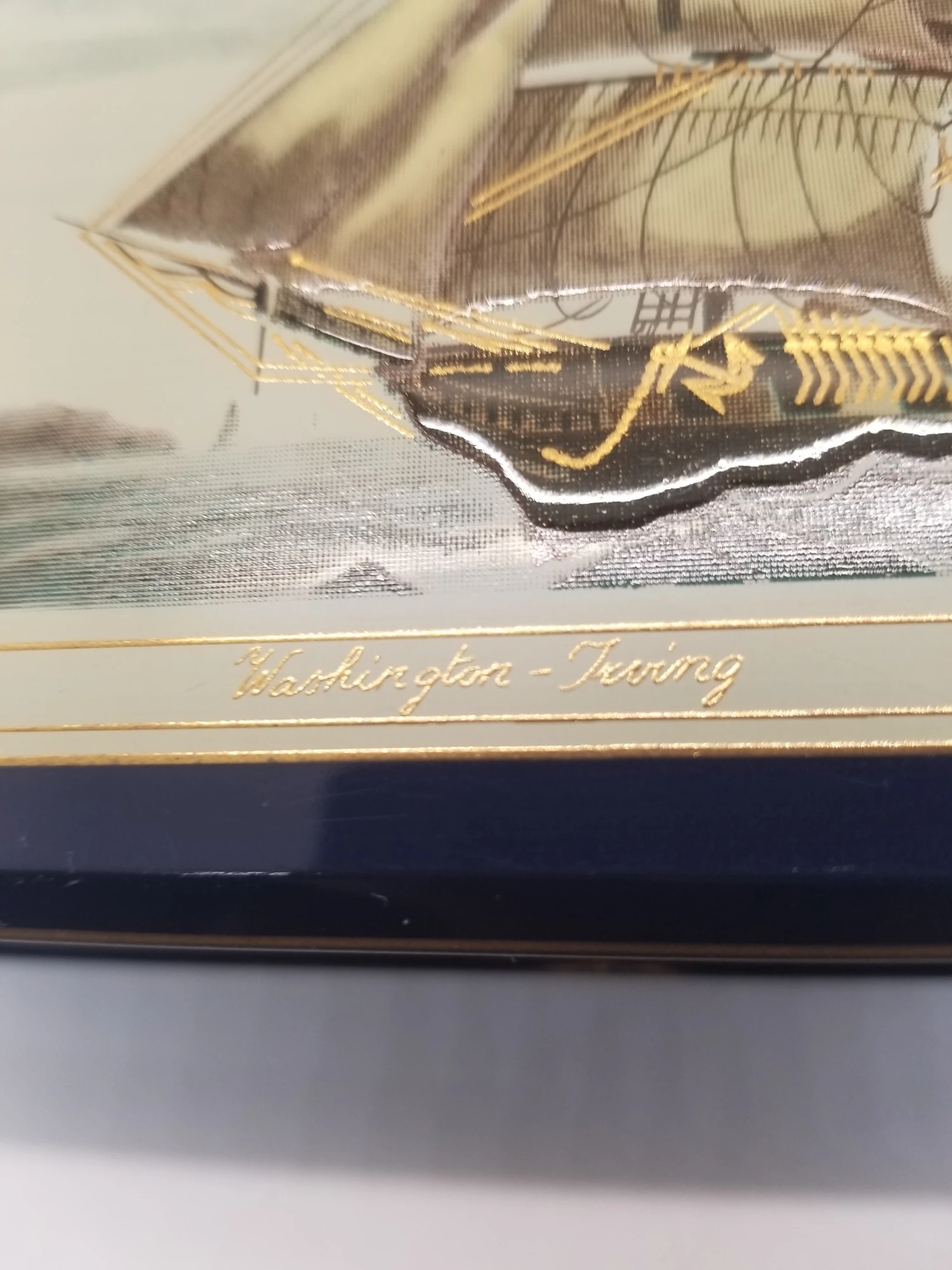 Vintage Otagiri The White Diamond Line Navy Schooner Laquered Desk Note Box 3 Vintage Otagiri The White Diamond Line Navy Schooner Laquered Desk Note Box - Image 3