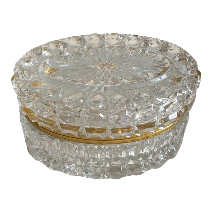 Vintage Oval Crystal Trinket Box 1 Vintage Oval Crystal Trinket Box
