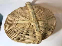 Vintage Oval Wicker Basket With Lid And Handle - Made In Mexico -Chairish Shop vintage oval wicker basket with lid and handle made in mexico 1735 scaled