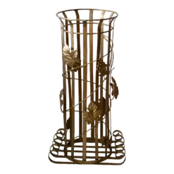 Vintage Painted Mid Century Patio Umbrella Stand Vines Grape Leaves Detail