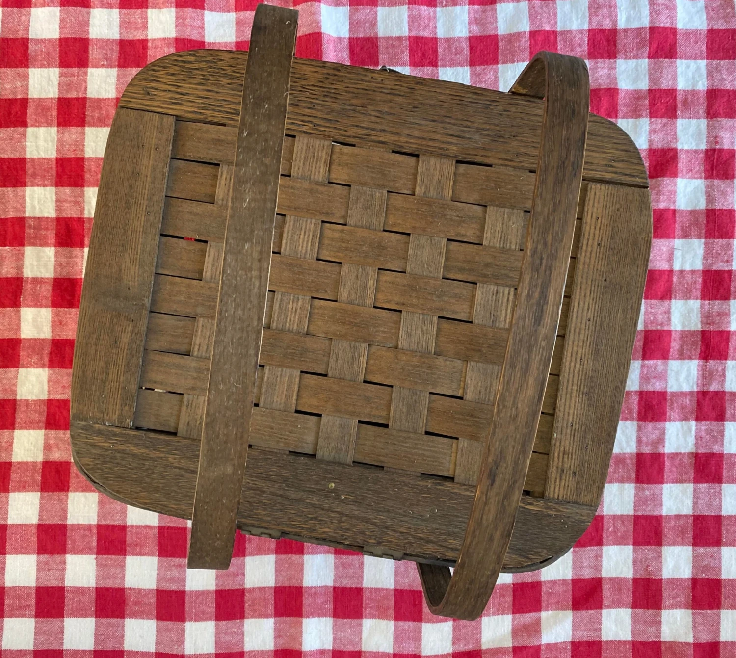 Vintage Peterboro Woven Wood Flip-Top Picnic Basket 5 Vintage Peterboro Woven Wood Flip-Top Picnic Basket - Image 5