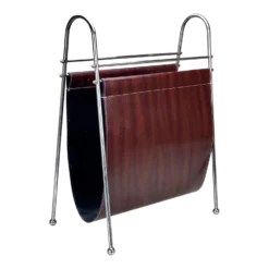 Vintage Post-Modern Chrome Magazine Vinyl Record Sling Holder