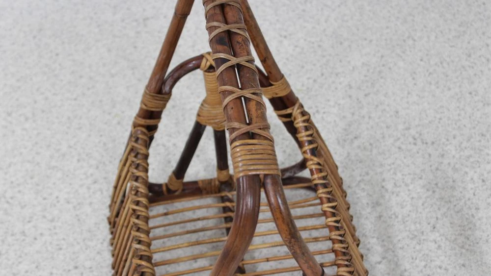 Vintage Rattan Magazine Rack From Castano, 1950s 3 Vintage Rattan Magazine Rack From Castano, 1950s - Image 3