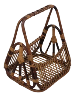 Vintage Rattan Magazine Rack From Castano, 1950s