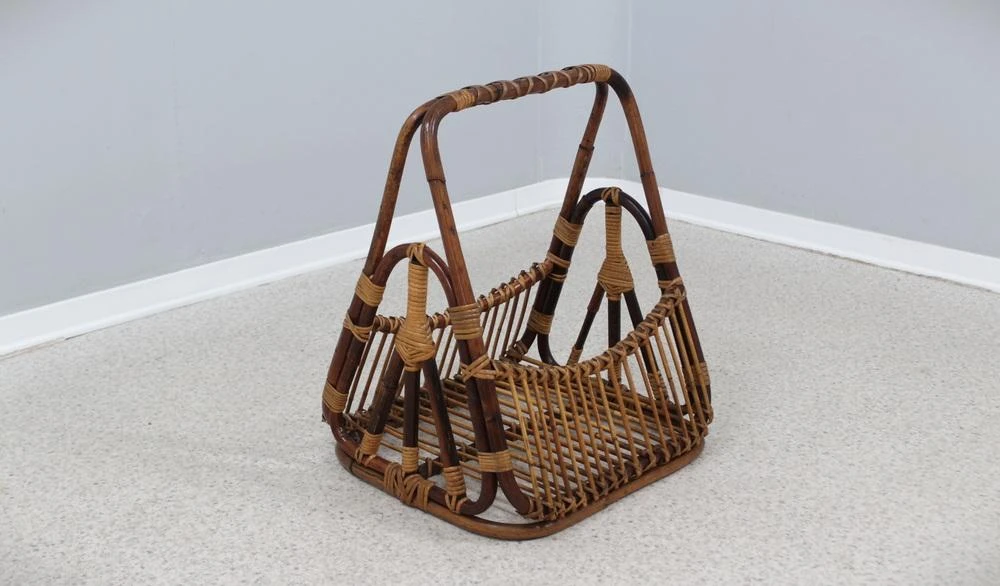 Vintage Rattan Magazine Rack From Castano, 1950s 6 Vintage Rattan Magazine Rack From Castano, 1950s - Image 6