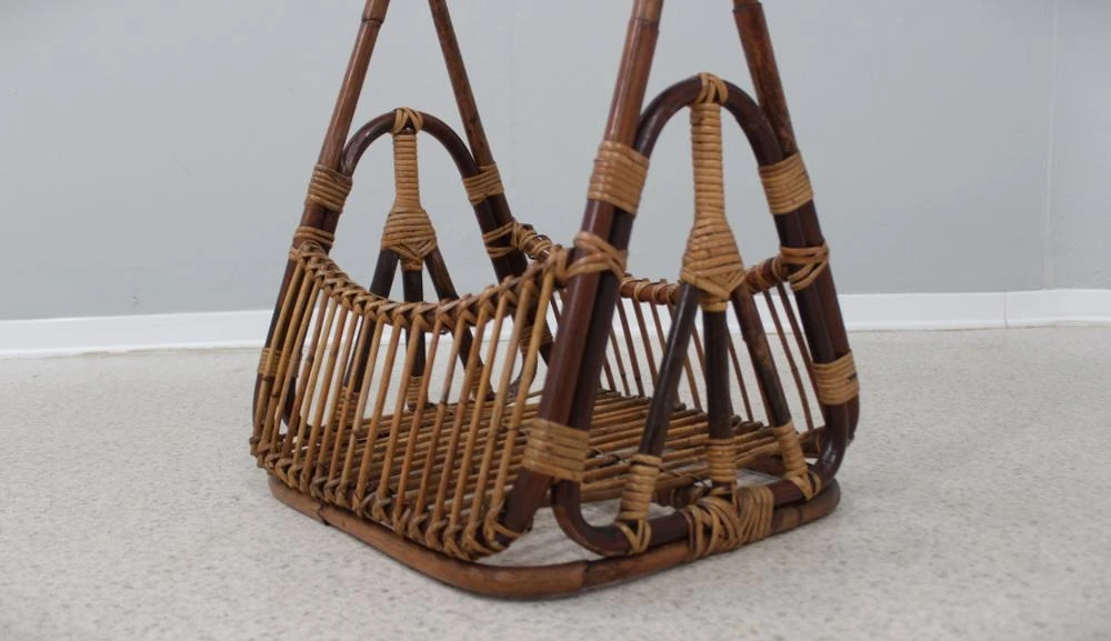 Vintage Rattan Magazine Rack From Castano, 1950s 5 Vintage Rattan Magazine Rack From Castano, 1950s - Image 5