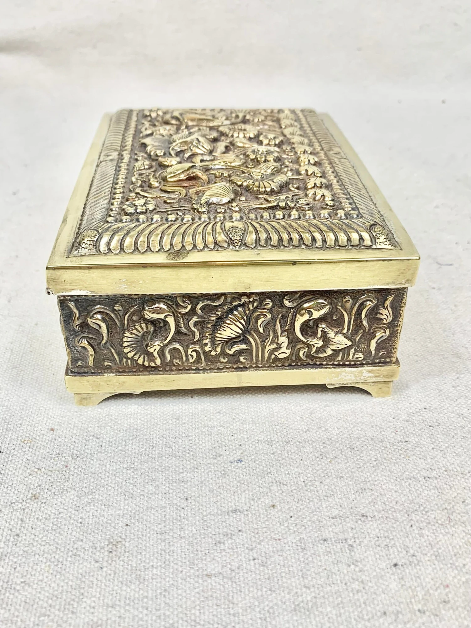 Vintage Repousse Metal And Wood Box 4 Vintage Repousse Metal And Wood Box - Image 4