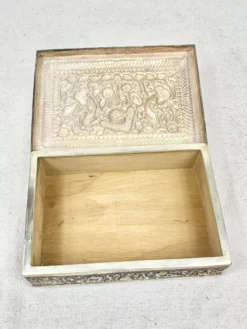 Vintage Repousse Metal And Wood Box 17 Vintage Repousse Metal And Wood Box -Chairish Shop vintage repousse metal and wood box 7911 scaled