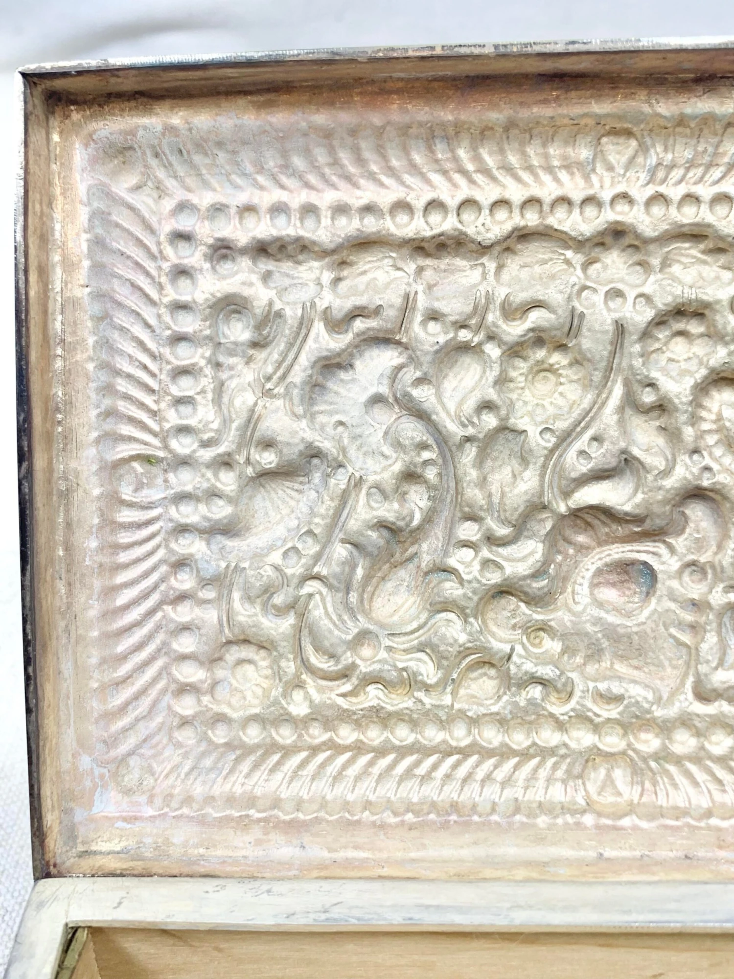 Vintage Repousse Metal And Wood Box 10 Vintage Repousse Metal And Wood Box - Image 10