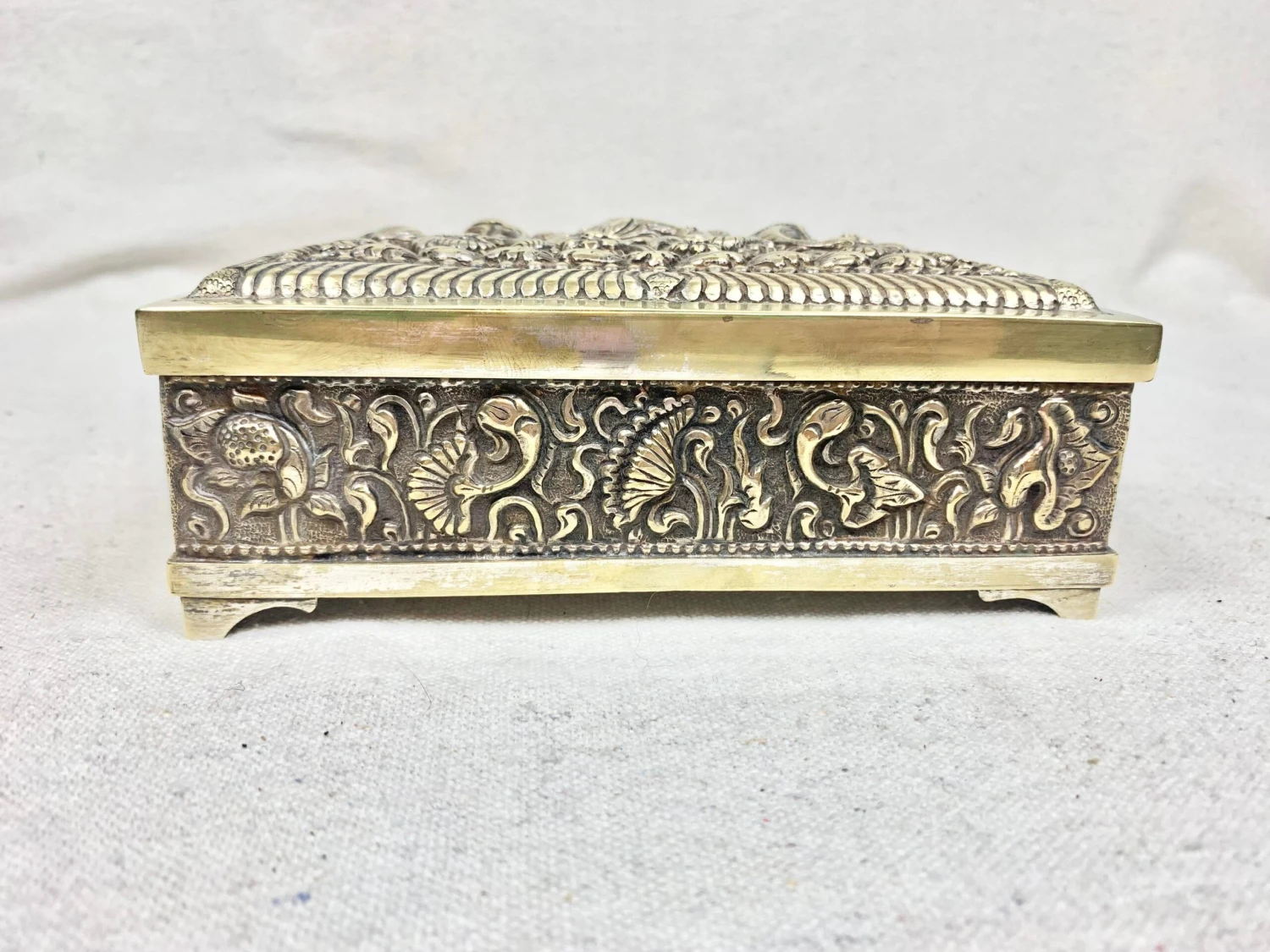Vintage Repousse Metal And Wood Box 2 Vintage Repousse Metal And Wood Box - Image 2