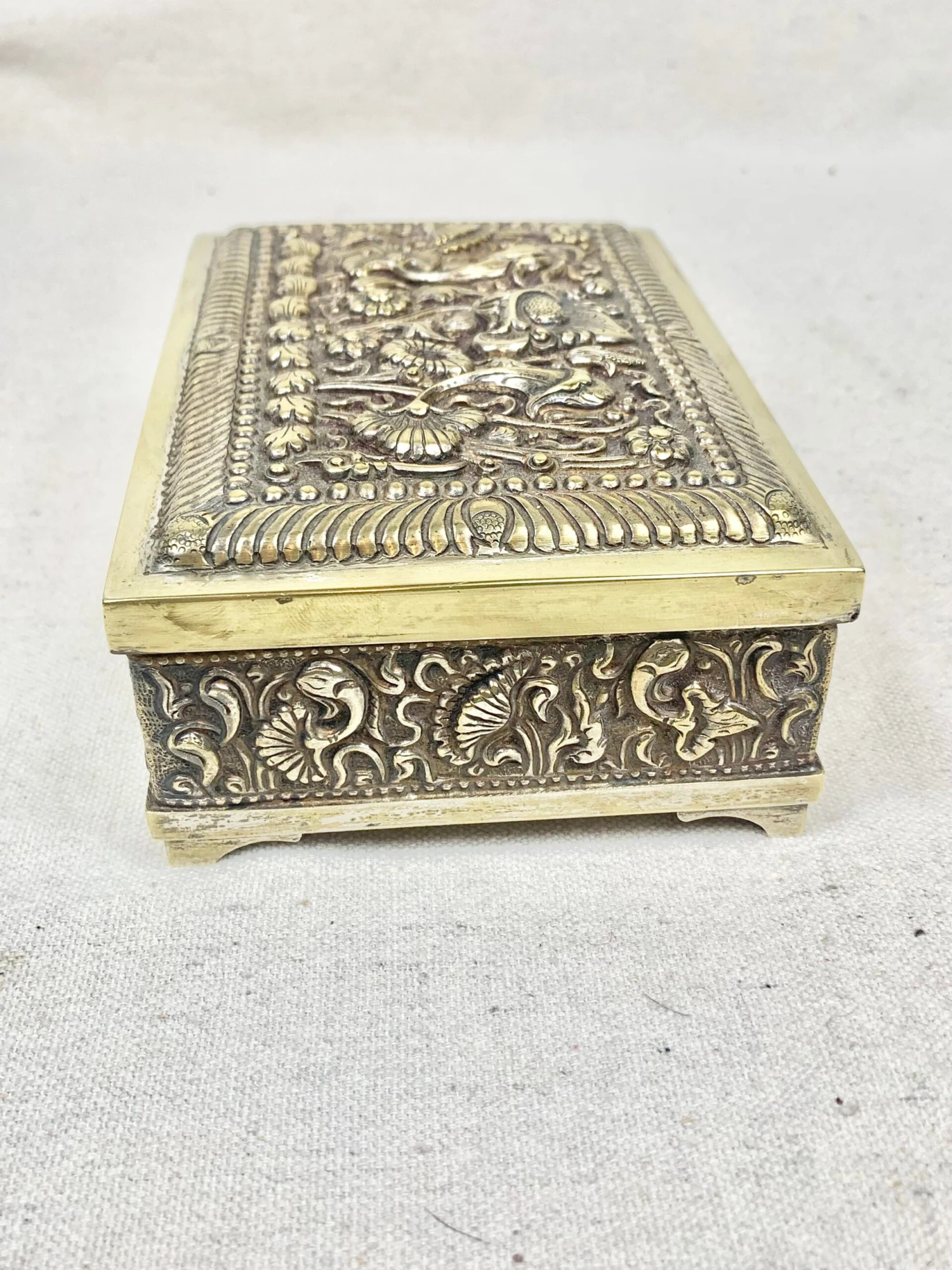 Vintage Repousse Metal And Wood Box 6 Vintage Repousse Metal And Wood Box - Image 6