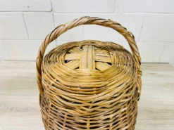 Vintage Round Covered Wicker Basket With Handles 12 Vintage Round Covered Wicker Basket With Handles -Chairish Shop vintage round covered wicker basket with handles 9741 scaled