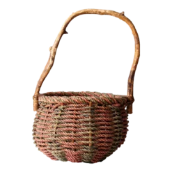 Vintage Rustic Woven Handle Basket