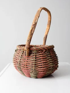 Vintage Rustic Woven Handle Basket 15 Vintage Rustic Woven Handle Basket -Chairish Shop vintage rustic woven handle basket 2036