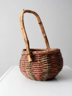 Vintage Rustic Woven Handle Basket 16 Vintage Rustic Woven Handle Basket -Chairish Shop vintage rustic woven handle basket 4201
